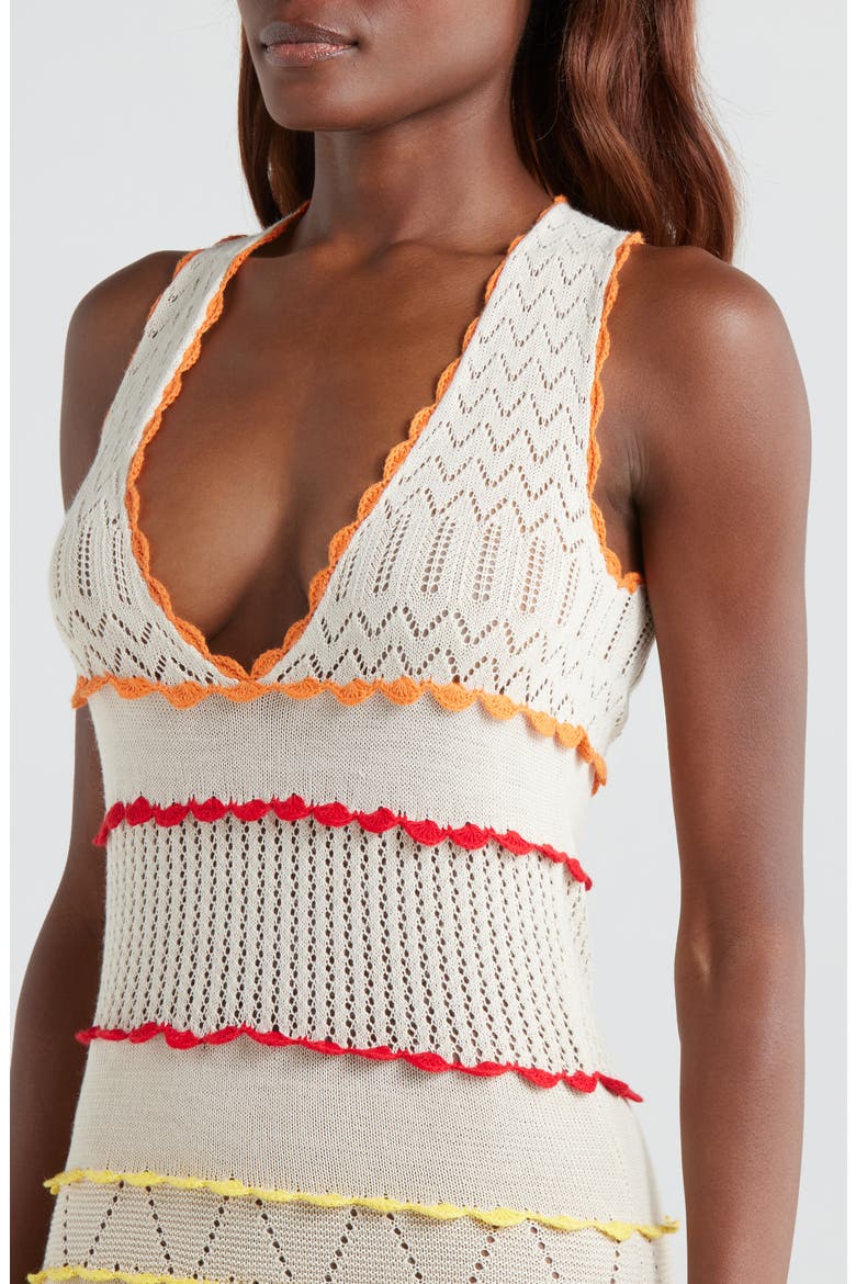 Abbie Tiered Mixed Stitch Cover-Up Maxi Dress, Alternate, color, MULTICOLOR
