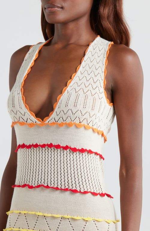 Capittana Abbie Tiered Mixed Stitch Cover-up Maxi Dress In Multicolor