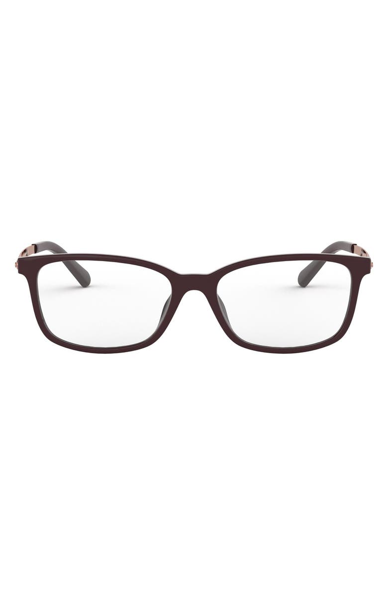 Michael Kors 54mm Rectangular Optical Glasses, Main, color, Cordovan