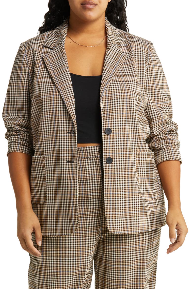 Plaid Blazer, Main, color, TAN- IVORY BETHANY PLAID