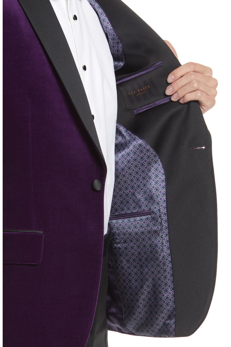 Josh Slim Fit Velvet Tuxedo Jacket, Alternate, color, PURPLE