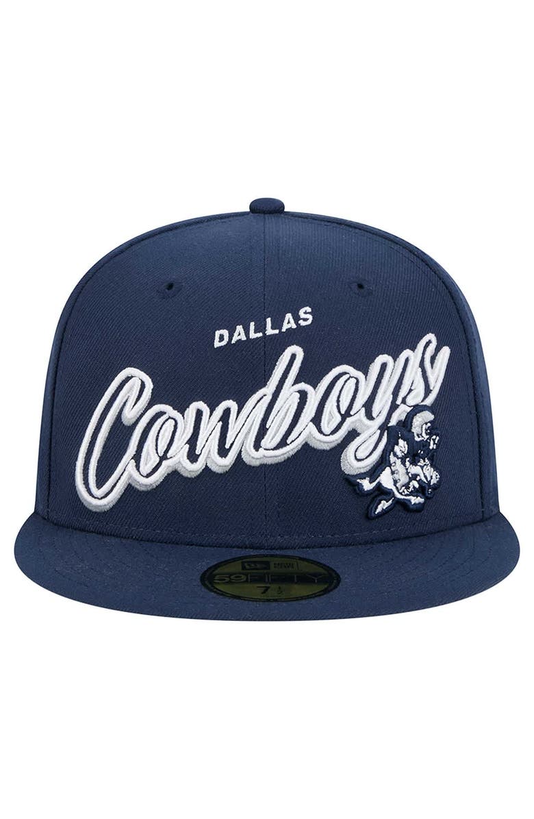 New Era Men's New Era Navy Dallas Cowboys Script Sided 59FIFTY Fitted Hat, Alternate, color, 