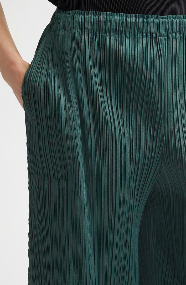 Pleats Please Issey Miyake Monthly Colors March Pleated Crop Straight Leg Pants, Alternate, color, Dark Green