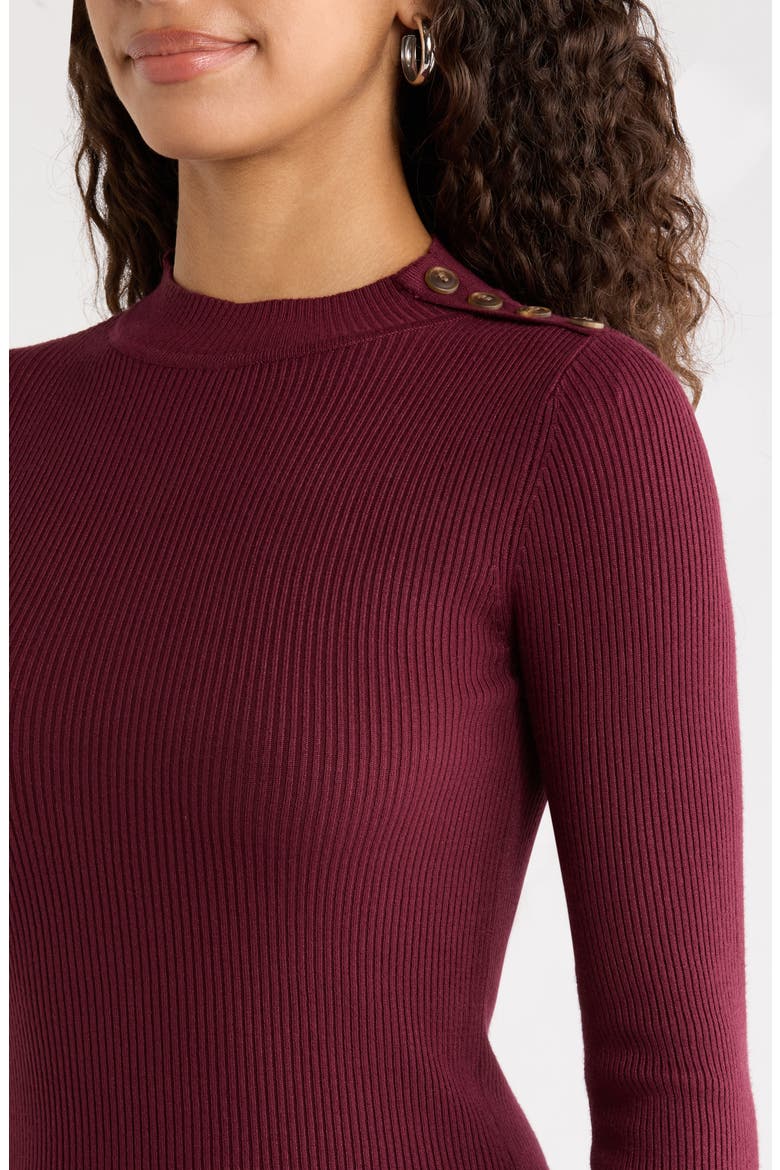 Button Detail Rib Top, Alternate, color, RED