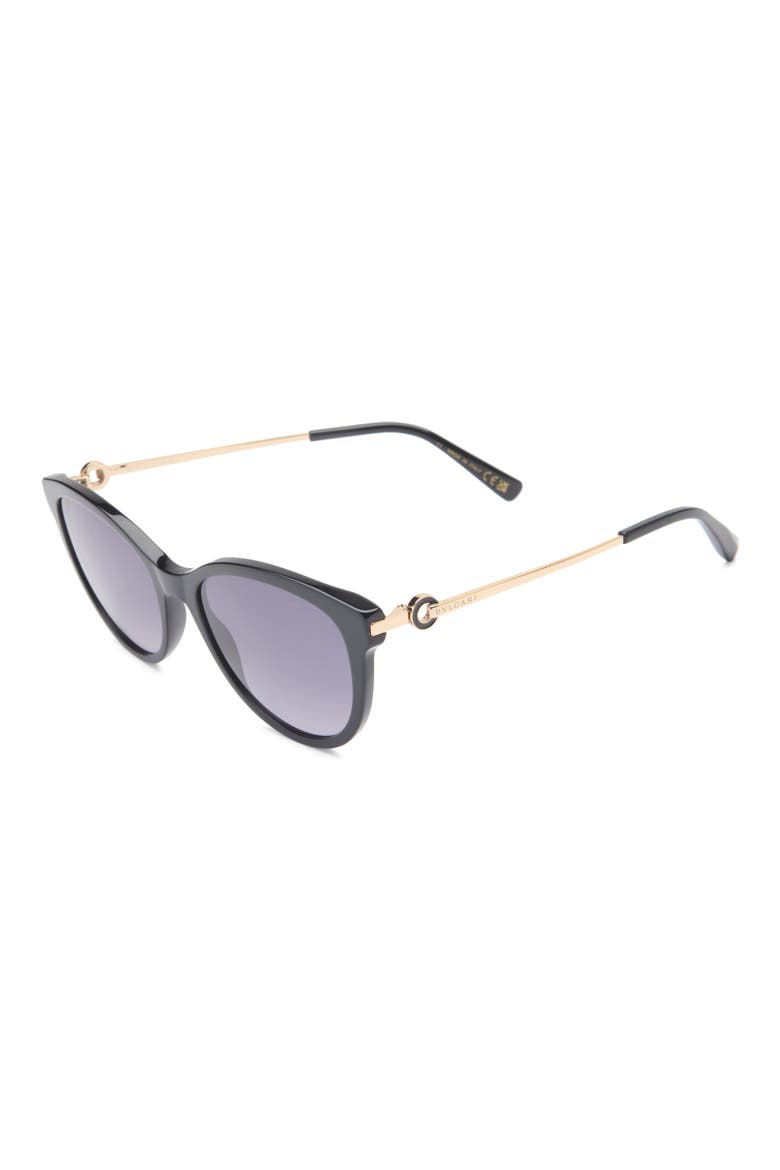 Gradient Round Sunglasses, Alternate, color, SHINY BLACK / GRADIENT SMOKE
