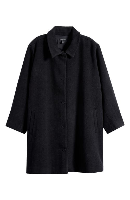 Eileen Fisher Herringbone Wool Coat In Black