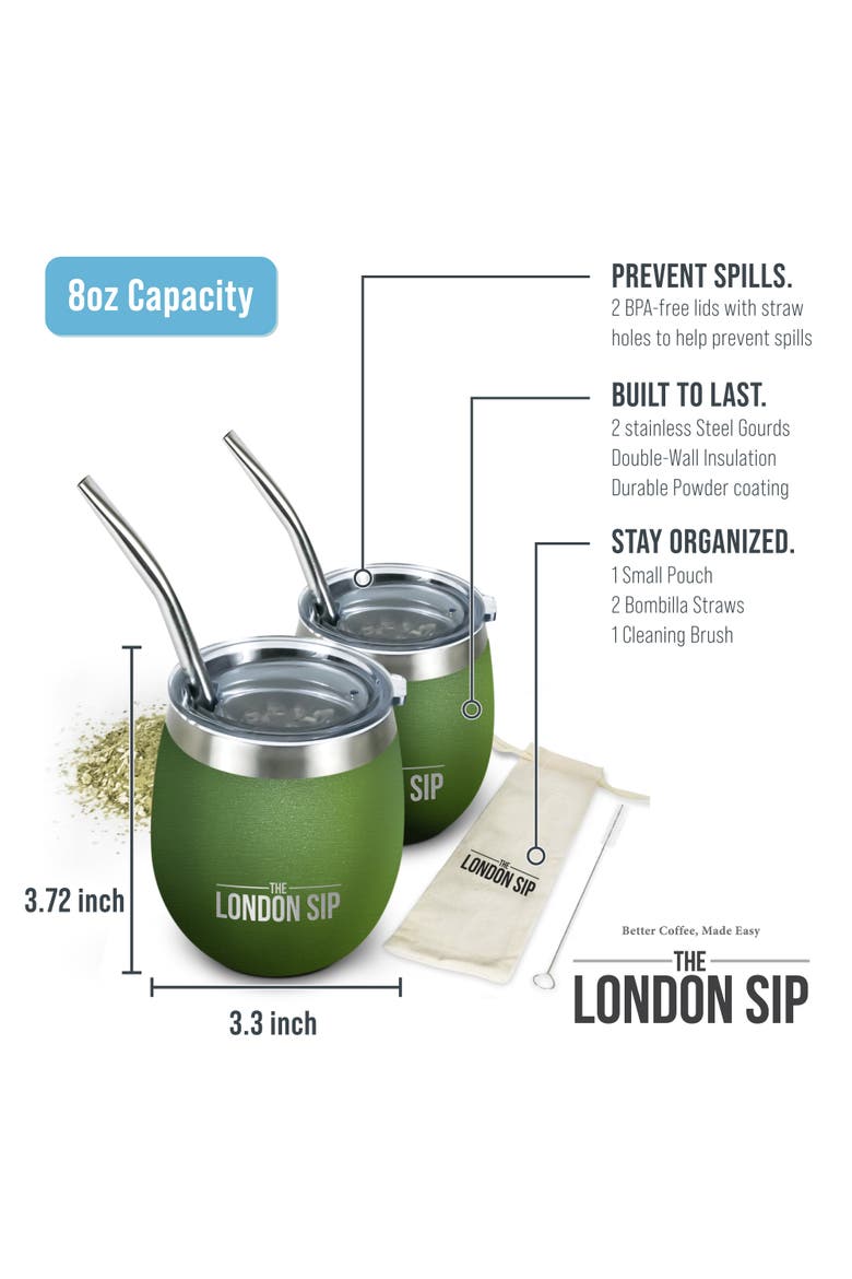 Yerba Mate Cup Set 8oz, Alternate, color, Green