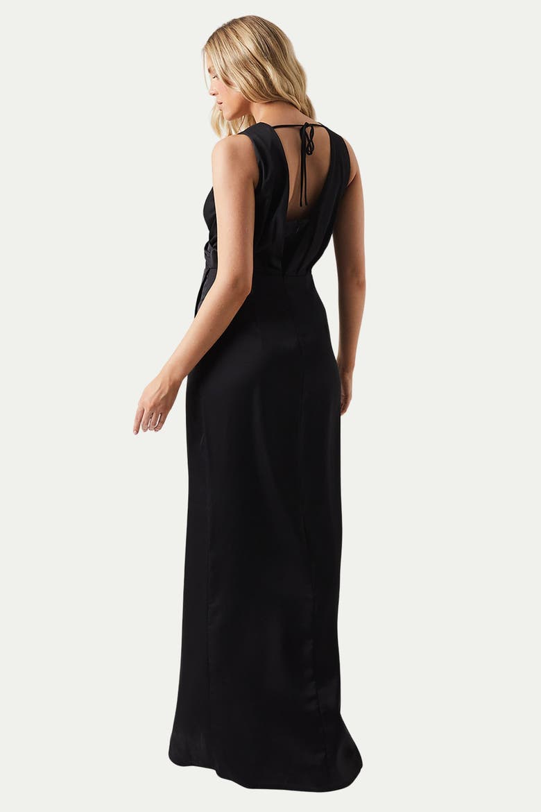 Ruched Satin Bridesmaid Dress, Alternate, color, Black