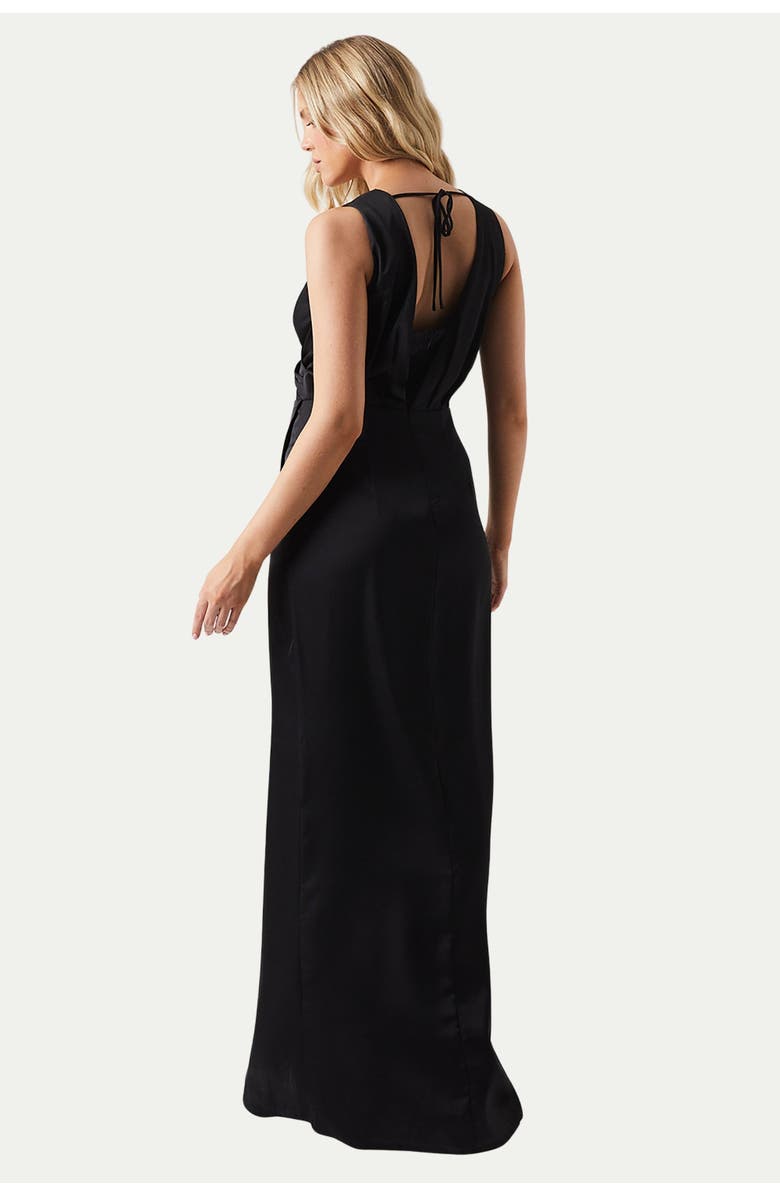 Coast Ruched Satin Bridesmaid Dress, Alternate, color, Black