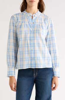 Alanna Ruffle Plaid Organic Cotton Snap-Up Shirt