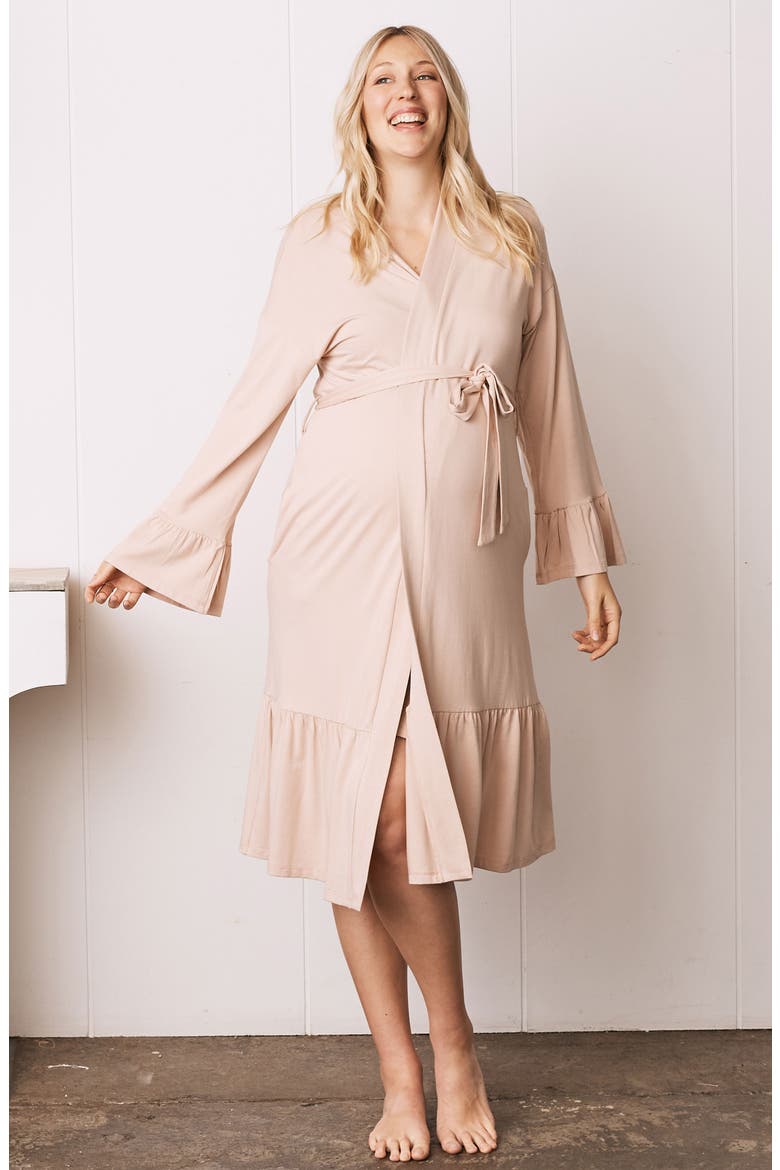 Maternity/Nursing Robe, Alternate, color, PINK