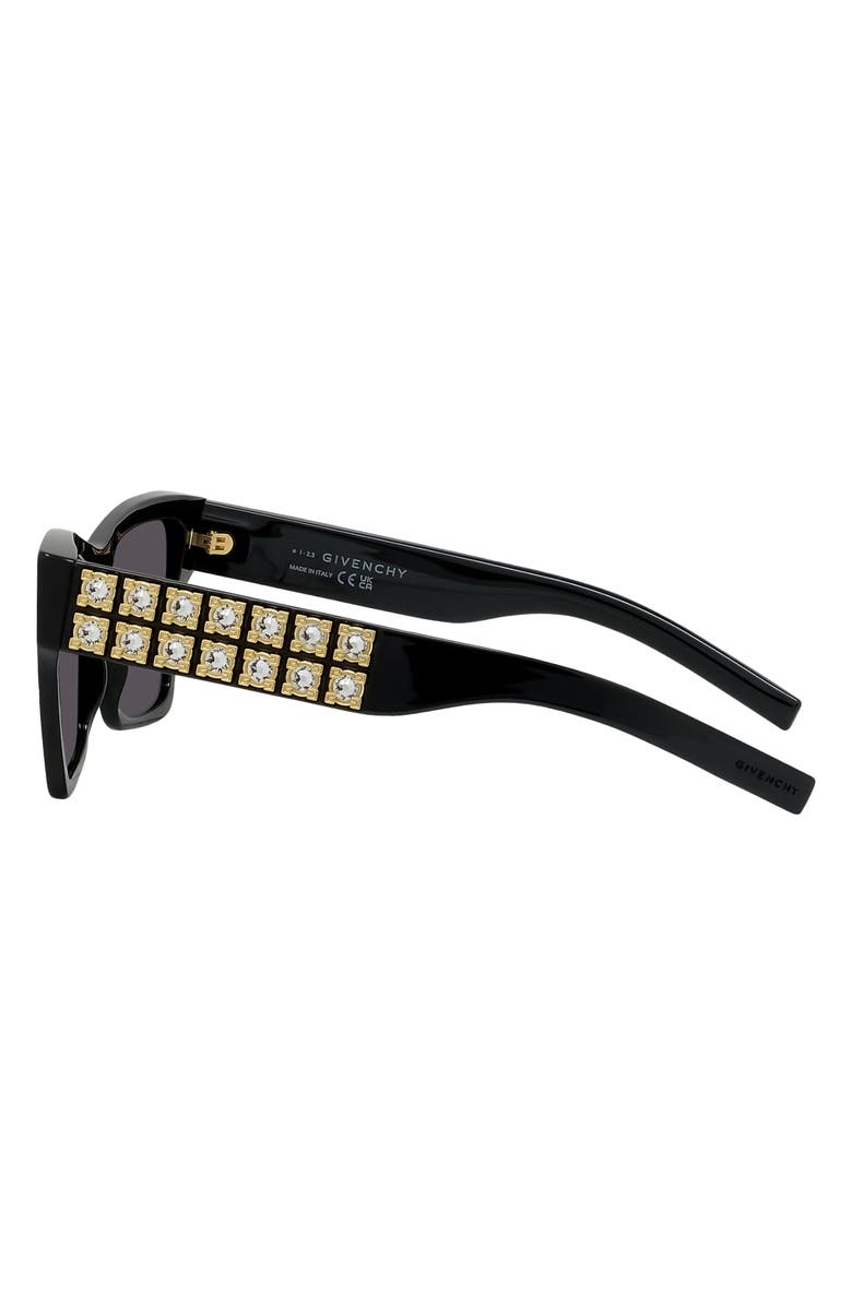 Givenchy Plumeties 54mm Square Sunglasses, Alternate, color, Shiny Black / Smoke