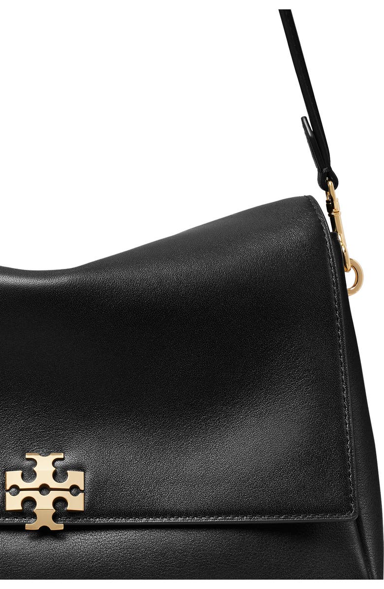 Tory Burch Charlie Leather Shoulder Bag, Alternate, color, Black