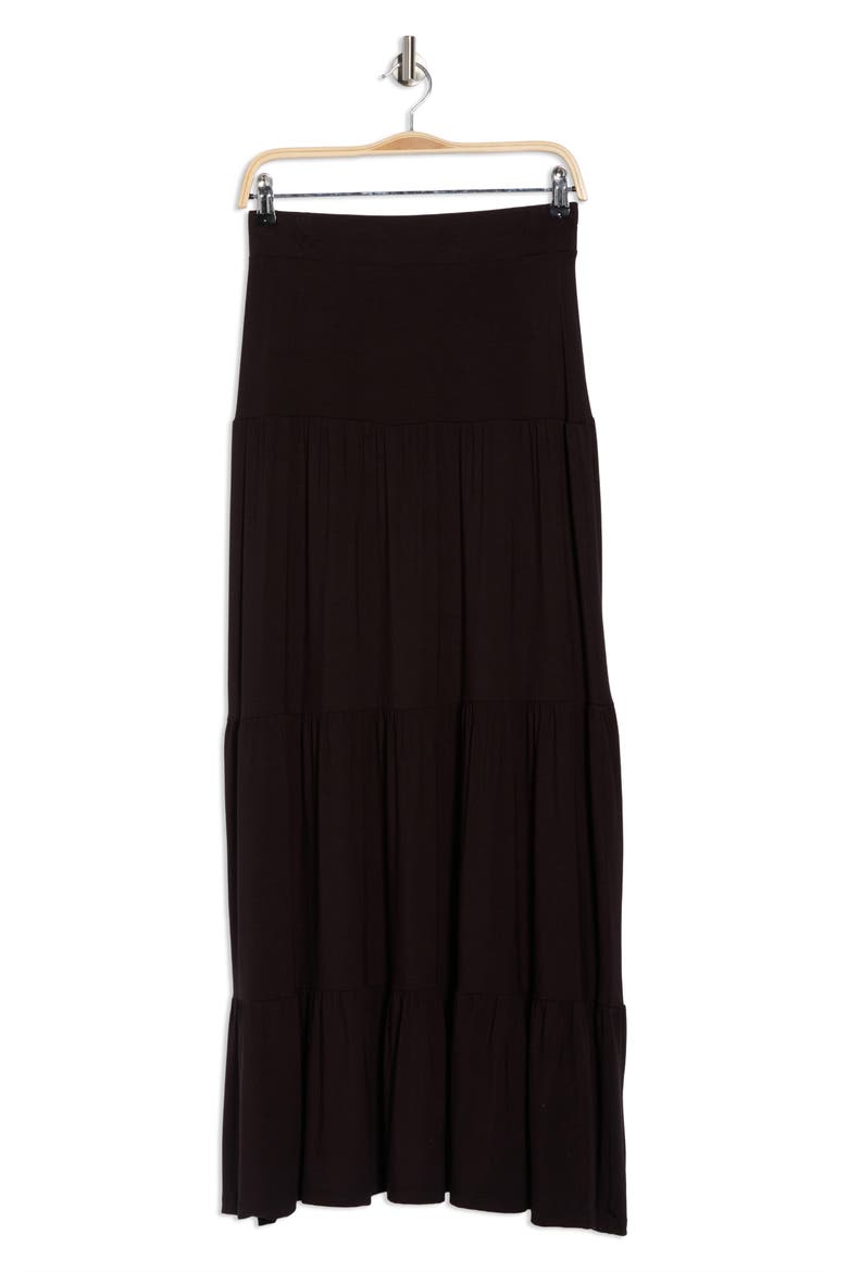 Tiered Jersey Maxi Skirt, Alternate, color, BLACK