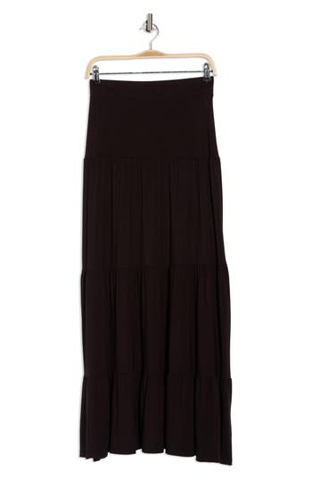 Renee C Tiered Jersey Maxi Skirt In Black