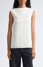 Proenza Schouler Virginie Embroidered Fringe Mesh Top