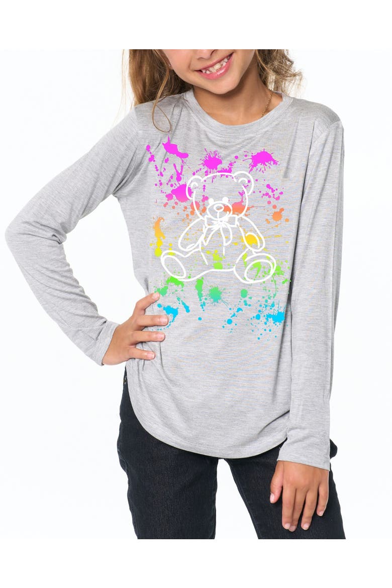 Tunic top with Teddy Bear screen - Little Kid, Main, color, Heather Gray Paint