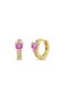 14k Pink Love Heart Hoops
