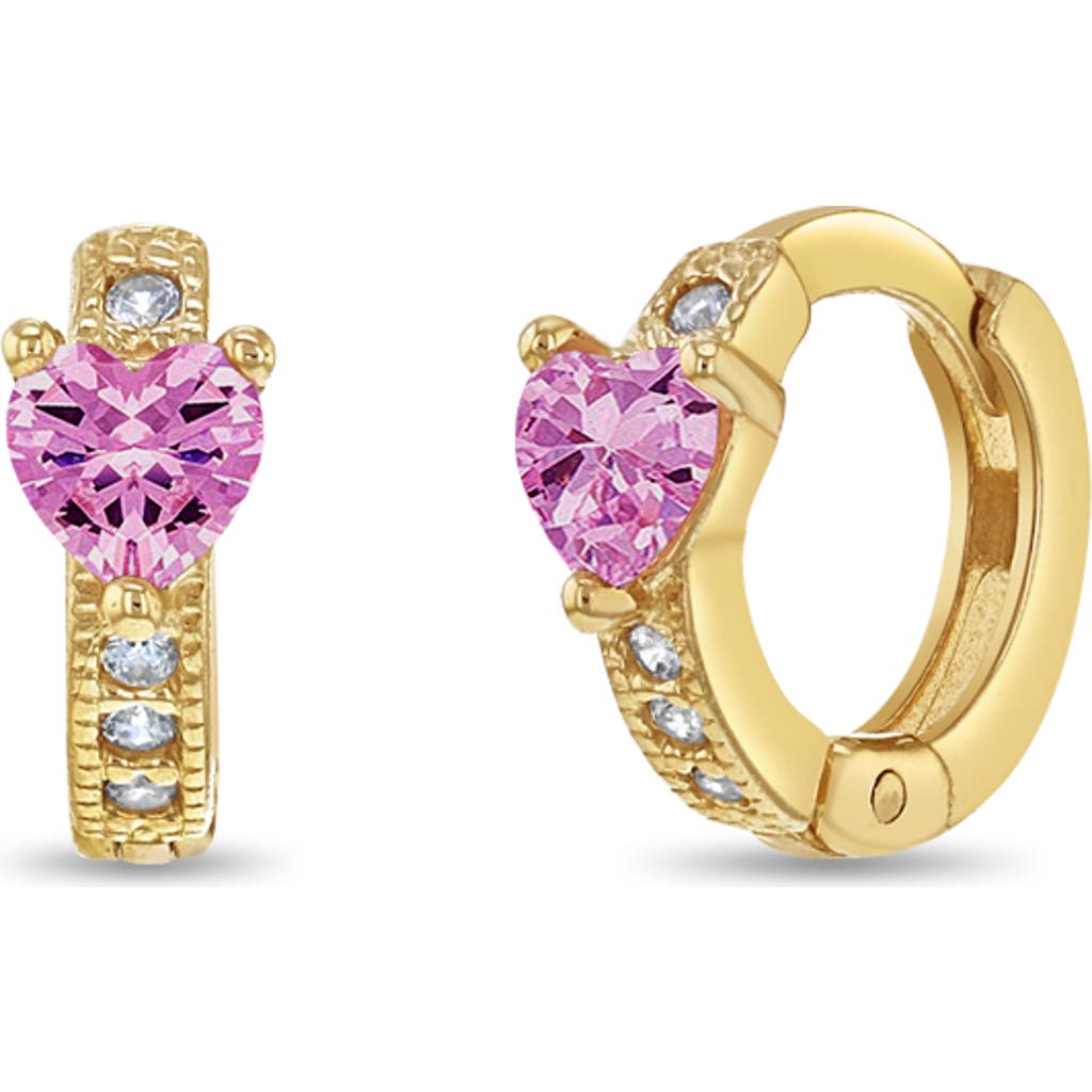 Shop In Season Jewelry 14k Pink Love Heart Hoops