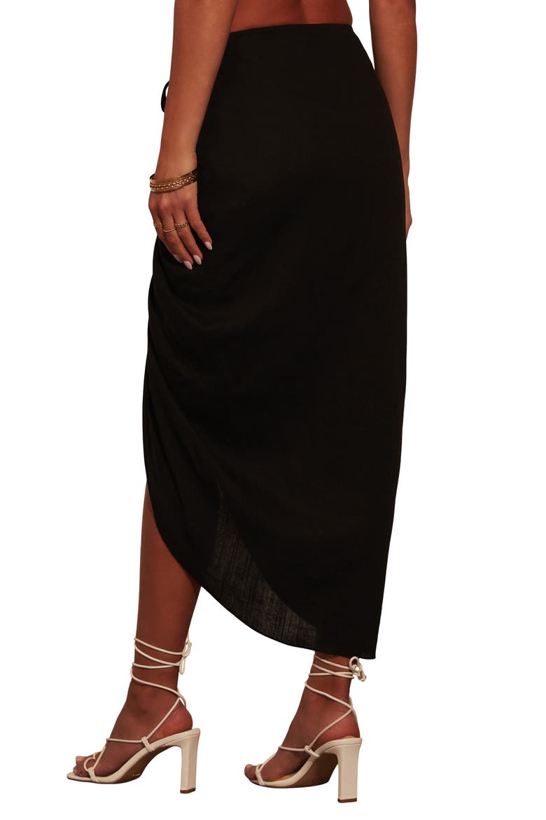 Nicoletta Ruched Midi Skirt, Alternate, color, BLACK