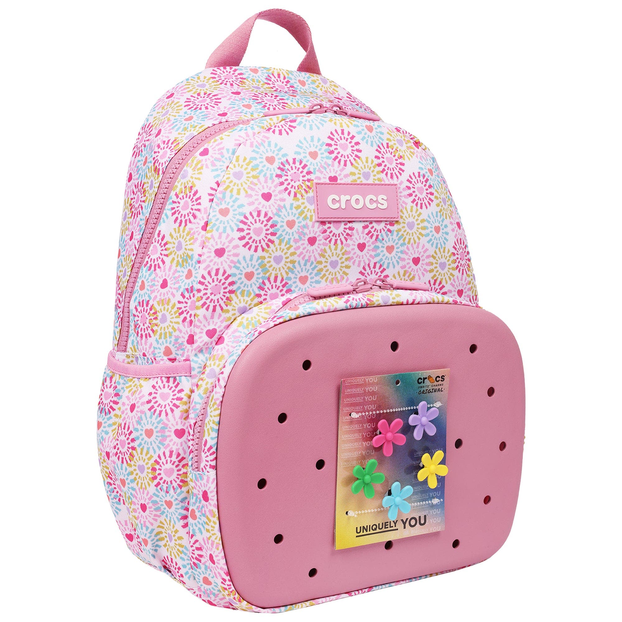Back to School Backpack with EVA Front Pocket  Customizable Jibbitz Backpack Floral, Alternate, color, QUIET ROSE