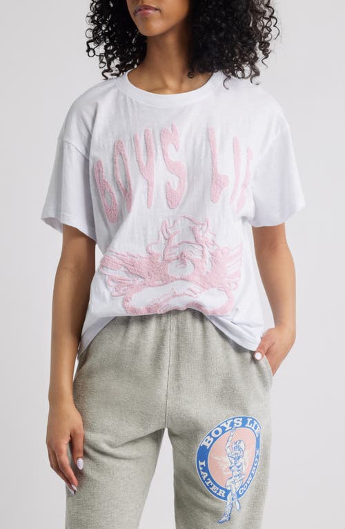 Boys Lie In Denial Logo Appliqué T-shirt In White