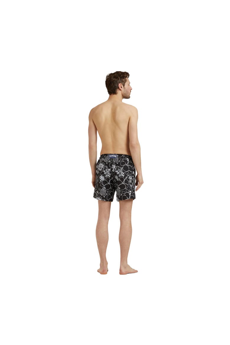 Men Swim Shorts Tropical Turtles Ink, Alternate, color, black