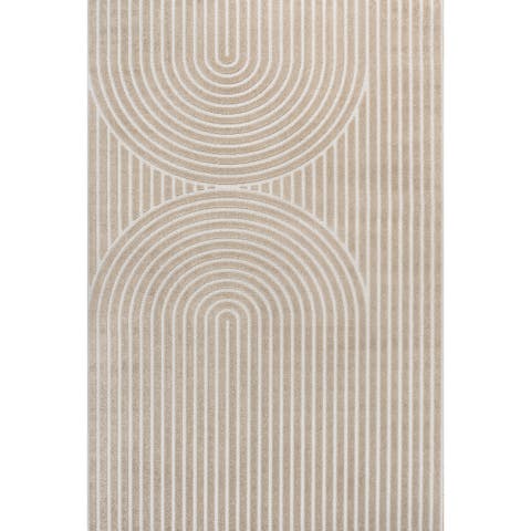Sofia High-Low MidCentury Modern Arch Stripe Two-Tone Indoor/Outdoor Area Rug