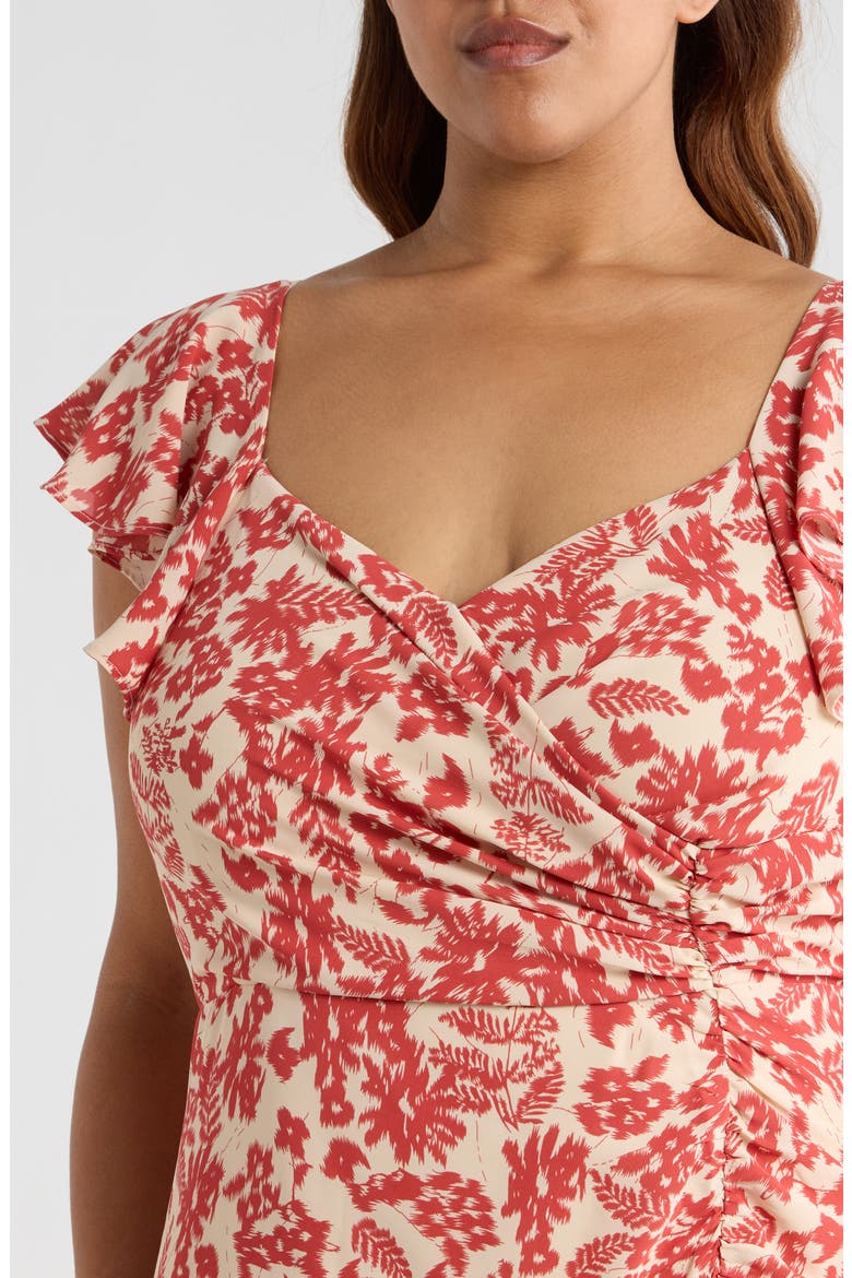 Nadia Ruched Maxi Dress, Alternate, color, WHITE-RED
