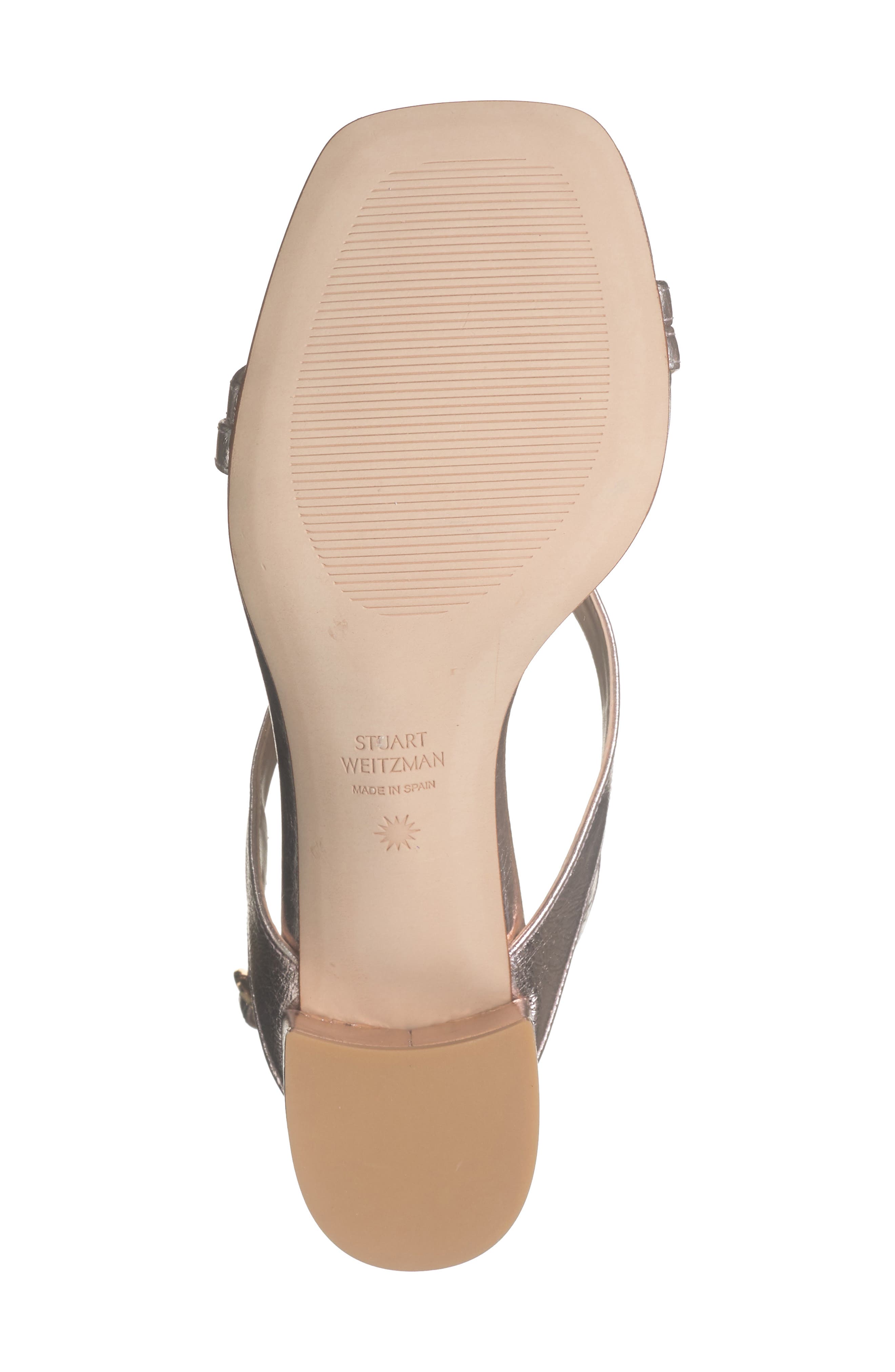 Stuart Weitzman Oasis 50 Block Heel Sandal, Alternate, color, Ballet Crushed Metallic