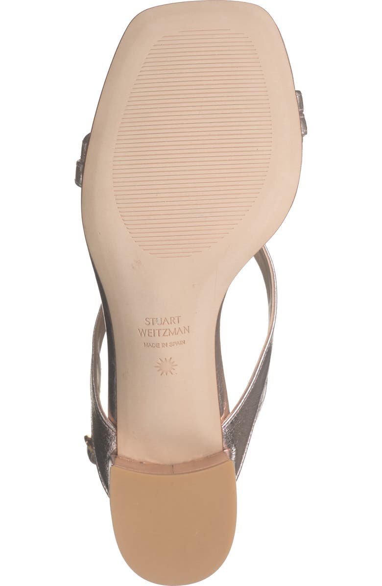 Stuart Weitzman Oasis 50 Block Heel Sandal, Alternate, color, Ballet Crushed Metallic