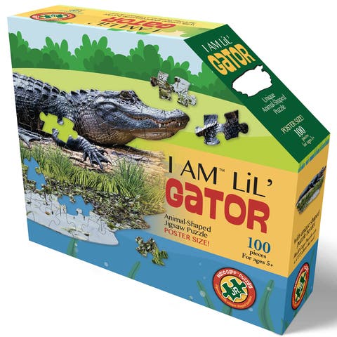 I Am Lil' Gator 100 Pieces Animal Shaped Jigsaw Puzzle, Multicolored