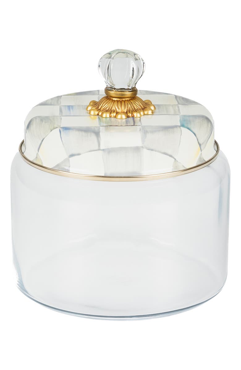 MACKENZIE CHILDS Sterling Check Medium Kitchen Canister, Main, color, Grey/ White