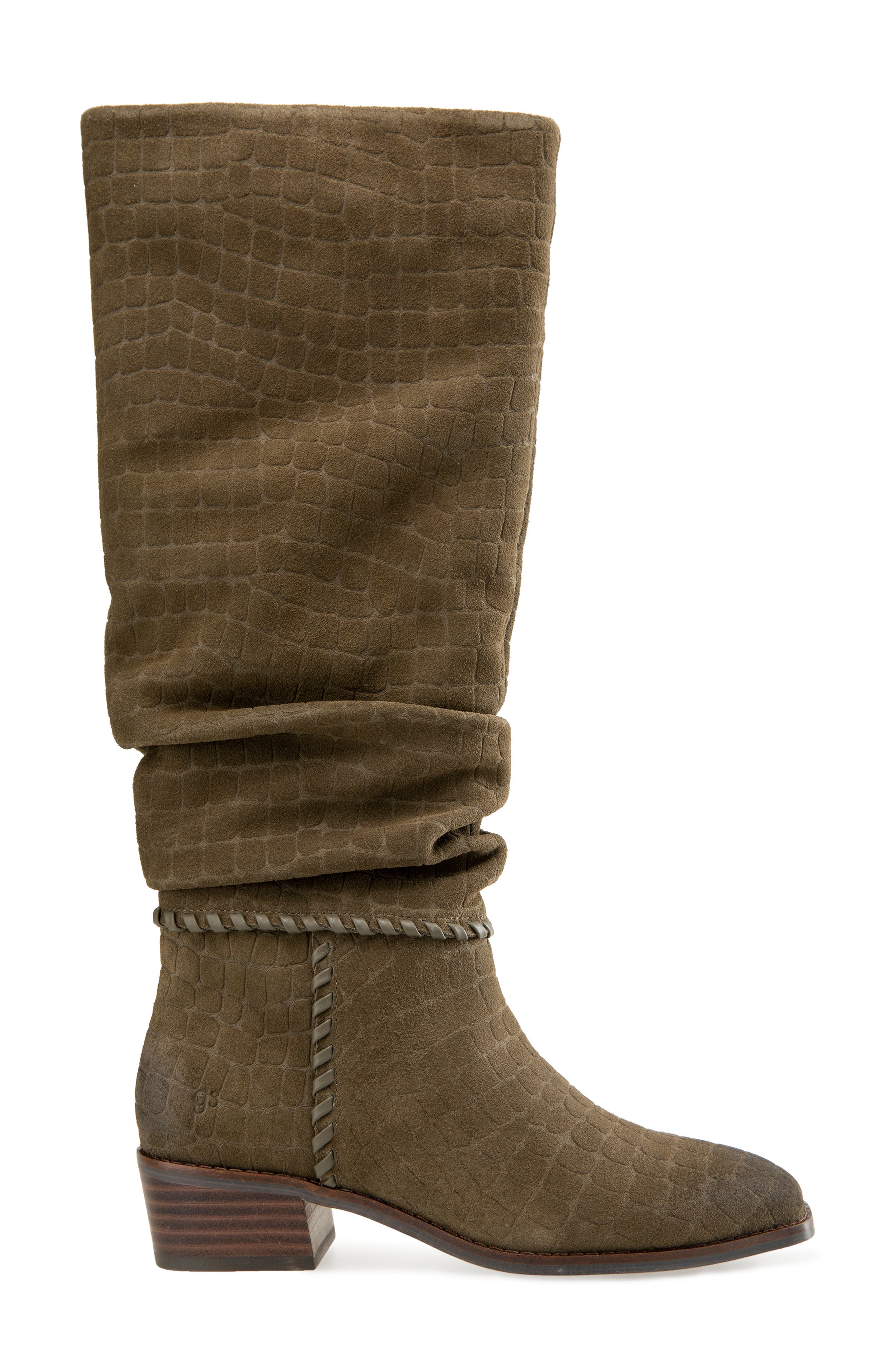 Fabri Knee High Boot, Alternate, color, OLIVE EMBOSSED SUEDE