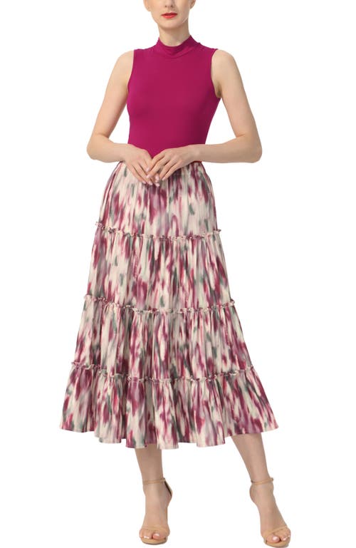 Kimi & Kai Tiered Midi Skirt In Neutral