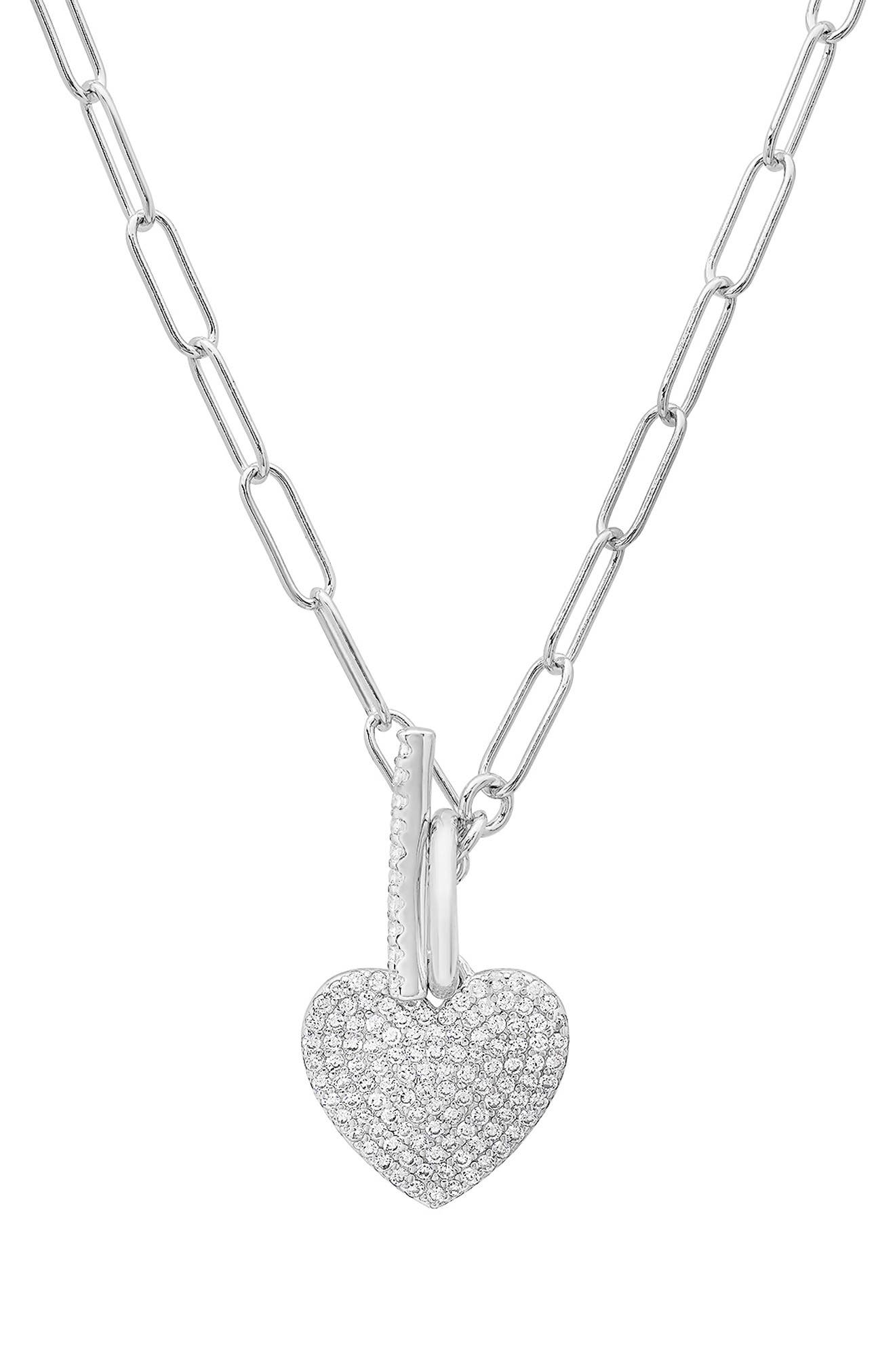 Queen Jewels Cubic Zirconia Pavé Heart Pendant Necklace