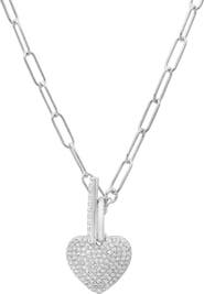 Queen Jewels Cubic Zirconia Pavé Heart Pendant Necklace