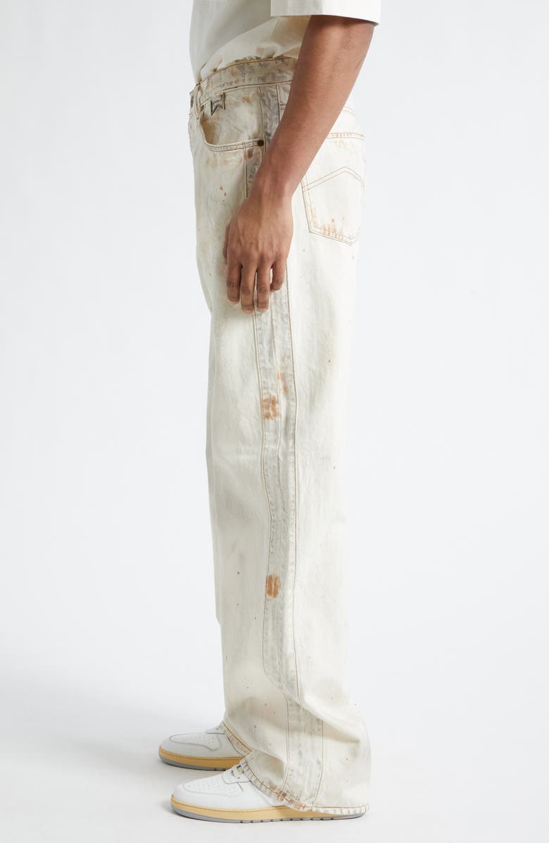 Rhude Traxedo Relaxed Fit Jeans, Alternate, color, Woodland White