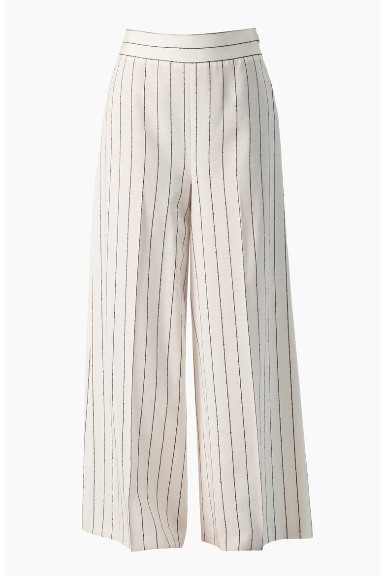 Pinstripe High-Waist Wide-Leg Tailored Suit Trousers, Alternate, color, White