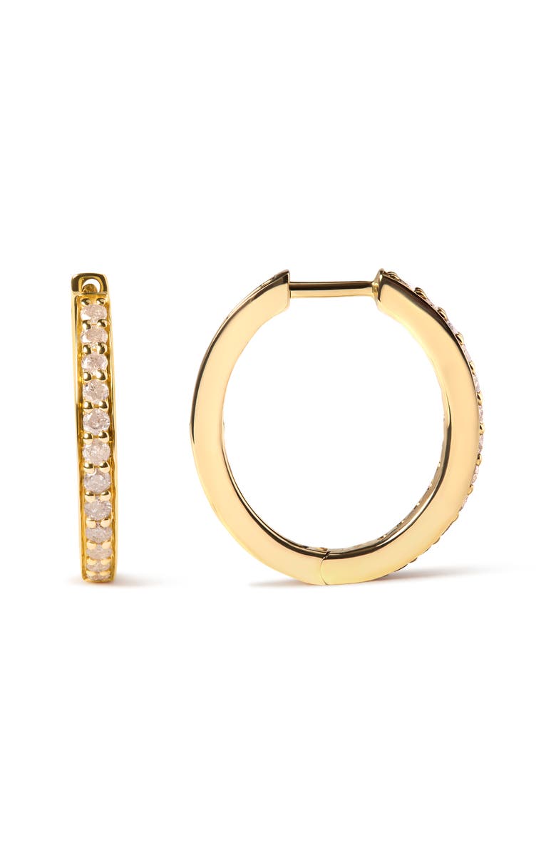 Haus of Brilliance 10K Yellow Gold 1/2 Ct RoundDiamond Hoop Earrings, Alternate, color, Yellow