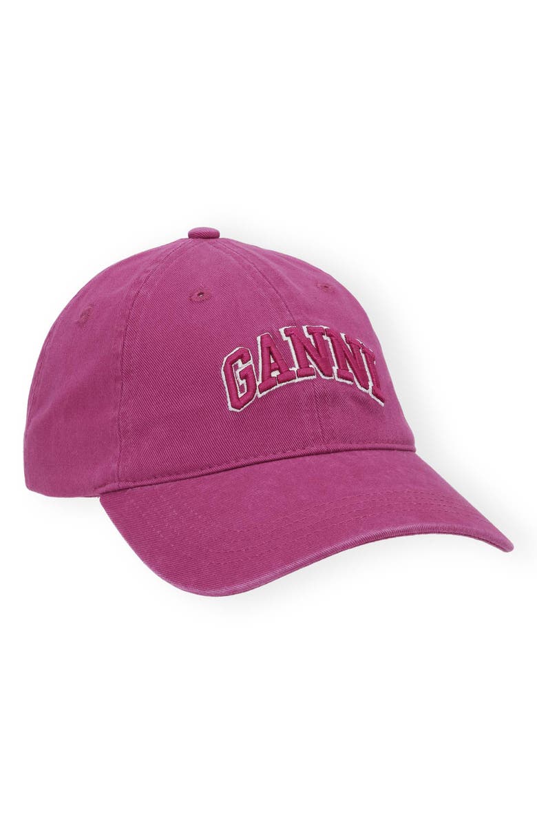 Ganni Organic Cotton Baseball Cap, Main, color, 