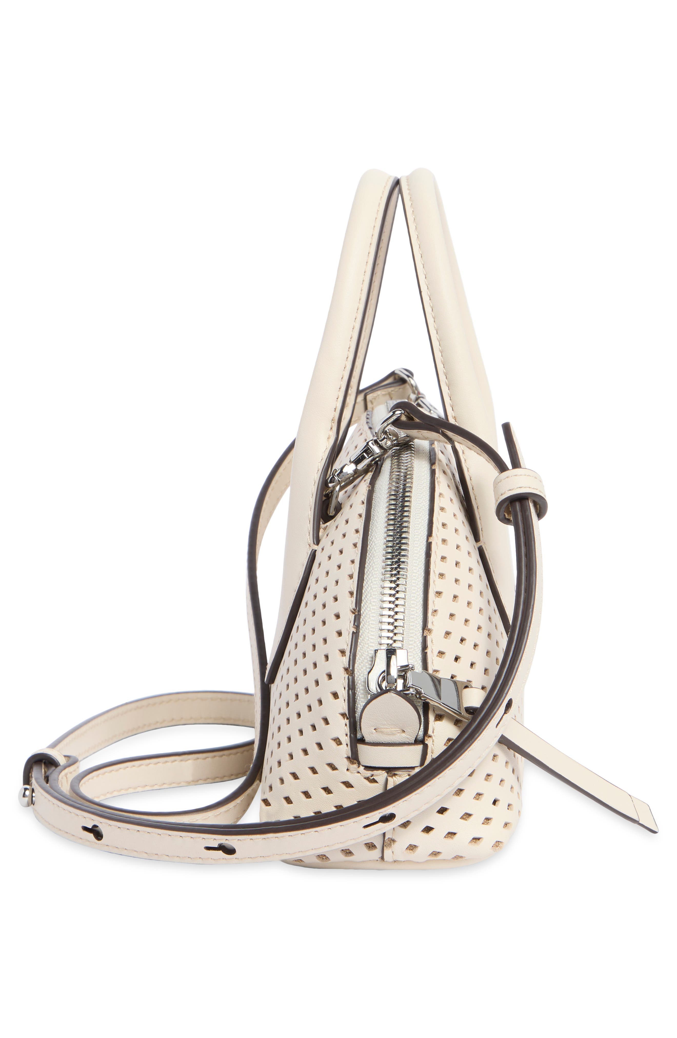 Small 2000s Revival Perforated Leather Dome Satchel, Alternate, color, VINTAGE MUSLIN