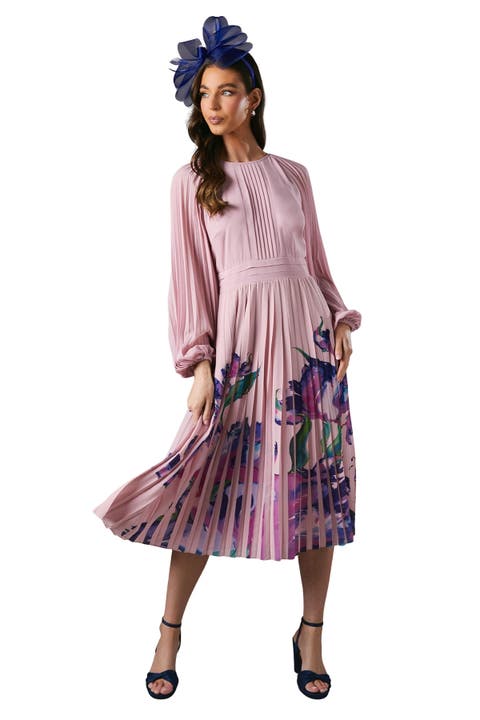 Placement Print Pleat Dress