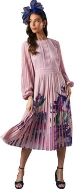 Coast Placement Print Pleat Dress