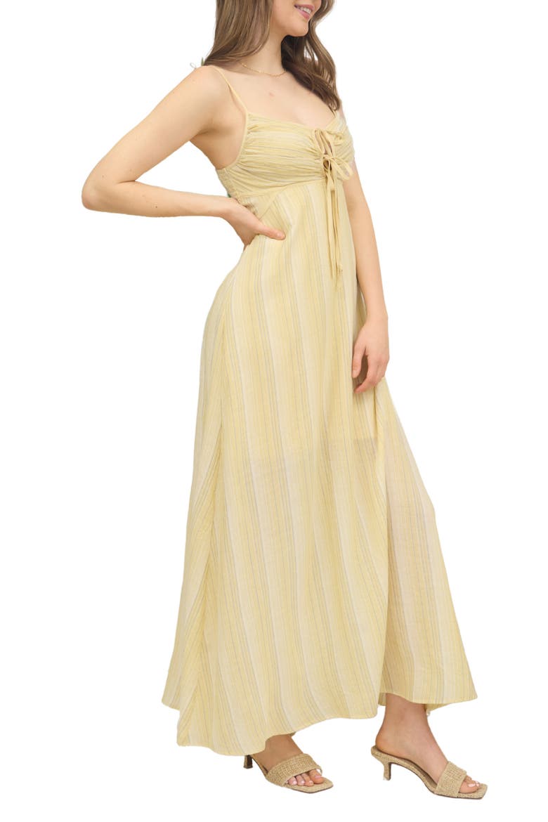 Stripe Tie Front Empire Waist Maxi Dress, Alternate, color, YELLOW MULTI