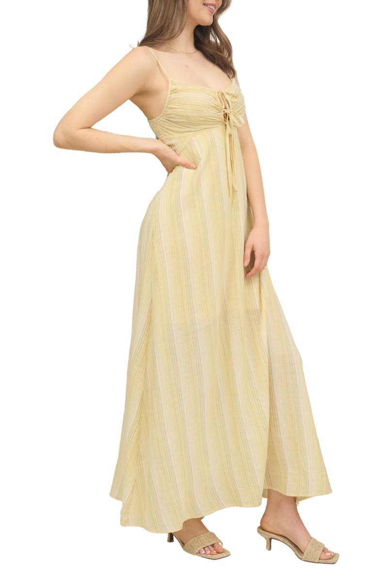 Blu Pepper Stripe Tie Front Empire Waist Maxi Dress, Alternate, color, 