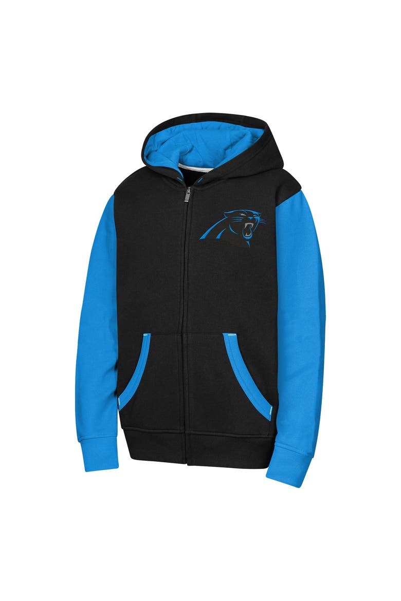 Youth Outerstuff Black Carolina Panthers Stadium Colorblock Full-Zip Hoodie, Alternate, color, Black
