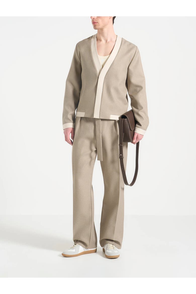 Clovis Cardigan with Contrast Placket, Main, color, Beige