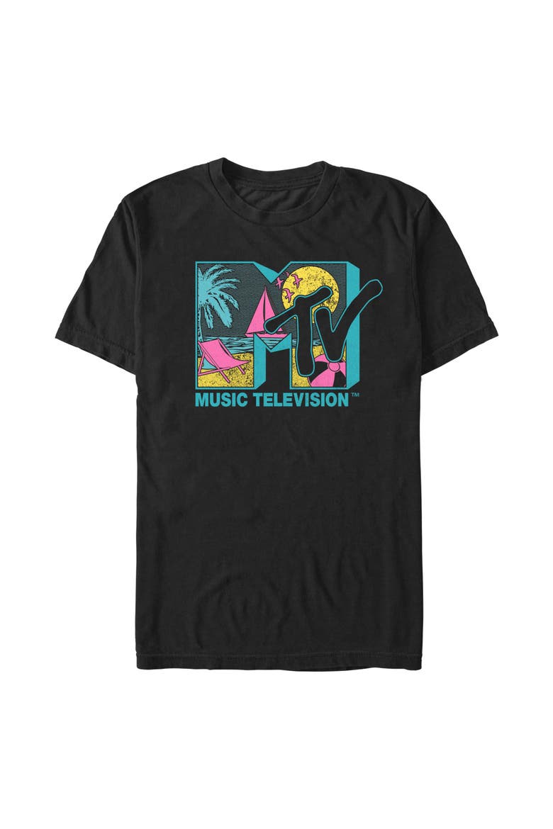 Men's MTV Scene Beach Logo  Graphic T-Shirt, Main, color, Black