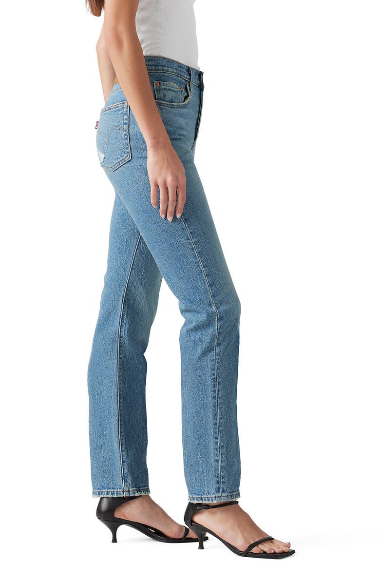 Levi's<sup>®</sup> 501<sup>®</sup> High Waist Distressed Straight Leg Jeans, Alternate, color, 